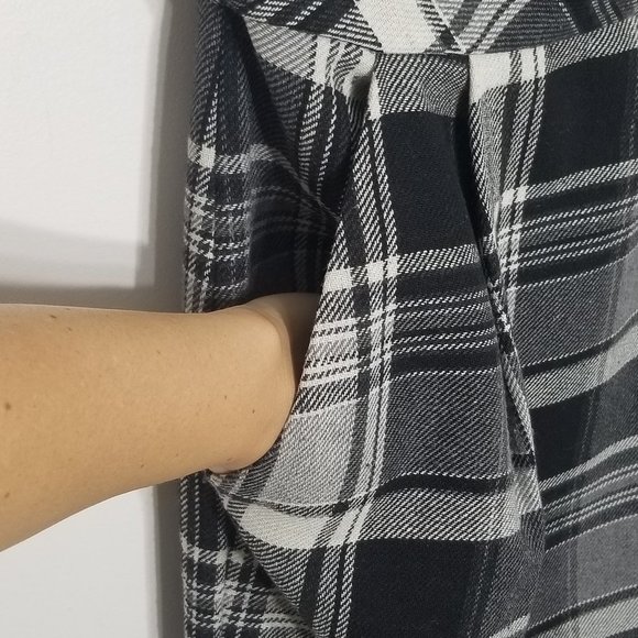 Dynamite Gray Black Plaid Strapless Mini Dress Pocket Wool Blend Zipper Back Y2K - Picture 3 of 9